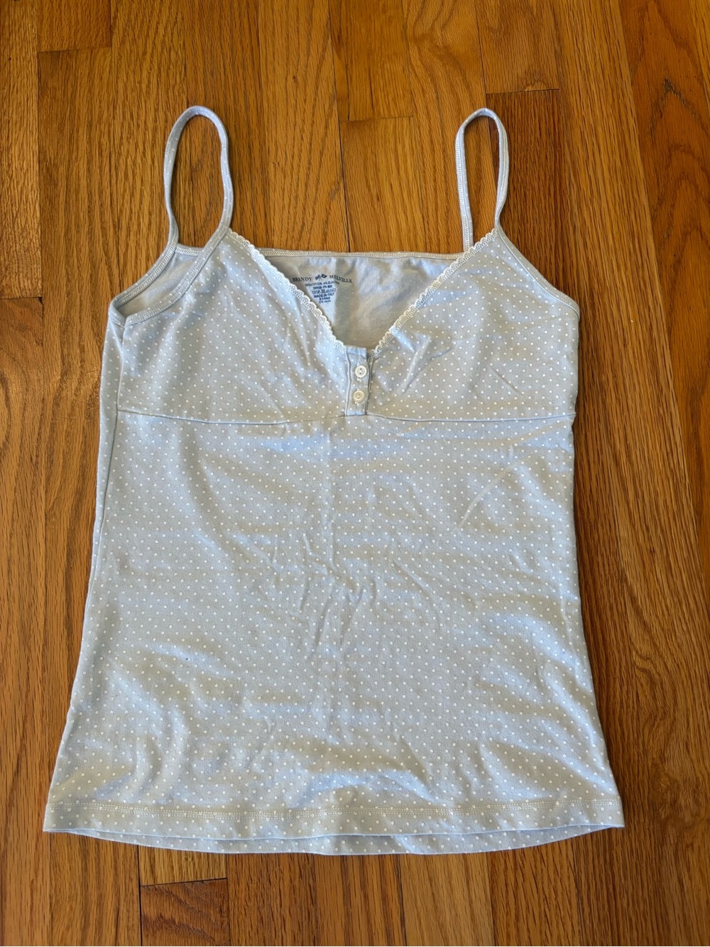 Brandy Melville Light Blue Polka Dot Cotton Tank Top